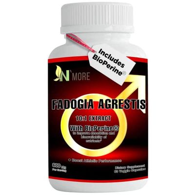 N&#39;more Fadogia Agrestis 600mg - Maximum Strength - Zero Fillers - Gluten Free, Non-GMO, Vegan Capsules - 60 Capsules Introductory Price, 60 Count (Pack of 1)