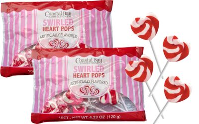 Swirled Heart Lollipops (20 count) - Red, Pink and White Individually Wrapped Pops School Kids Teacher Party