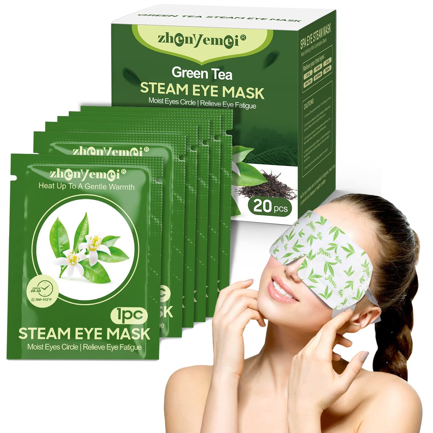 ZHENYEMEI 20 Pack Self Heating Eye Mask,6A Silk Cotton Material Steam Eye Mask, Self Heated Warm Compress For Fast Relief Of Dry Eyes, No Microwave Needed, Eye Treatment Products For Dry Eye Relief