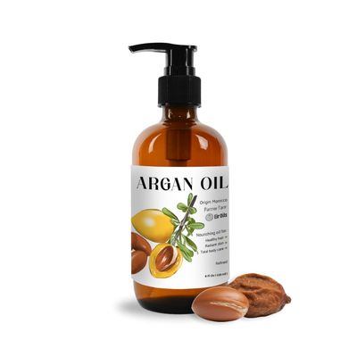 Nature Packaged Argan Oil for Hair Growth Oil 8oz (Aceite de Argan) - 100 Pure Cold Pressed Moroccan Oil with Pump - Suitable for Colored Damaged Hair - Argan Oil for Face, Body Oils, Nail Scalp