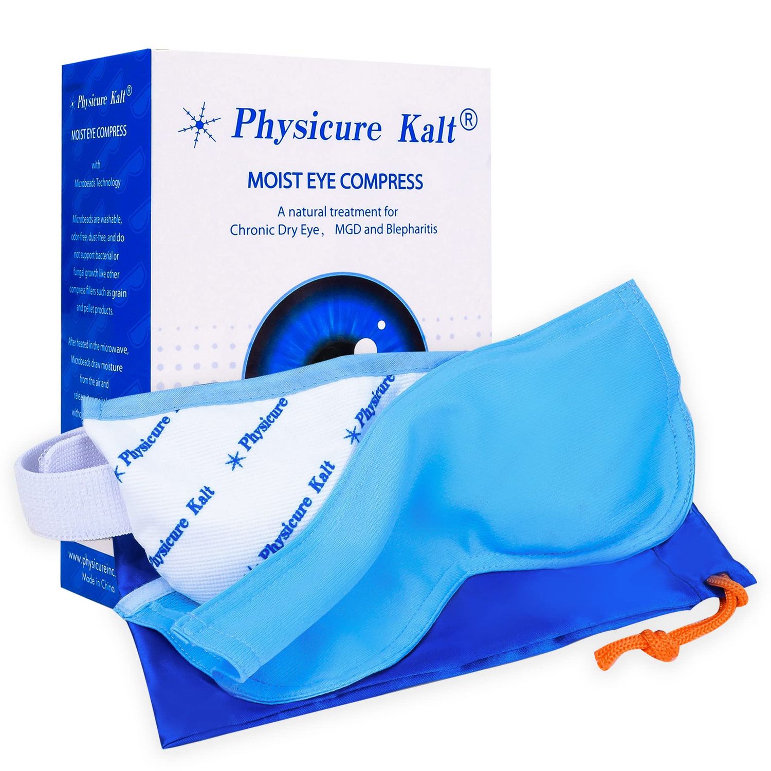 Physicure Kalt Heated Eye Mask Moist Heat Compress Relief for Dry, Pink Eyes Microwave Activated Therapy
