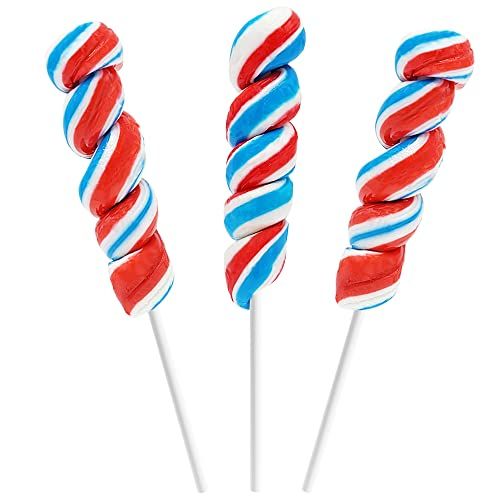 Fruidles Patriotic Twist Lollipop, USA Red, Blue, White Mixed Fruit Flavor, Individually Wrapped, 3&quot; Inch Sucker (Pack of 12)