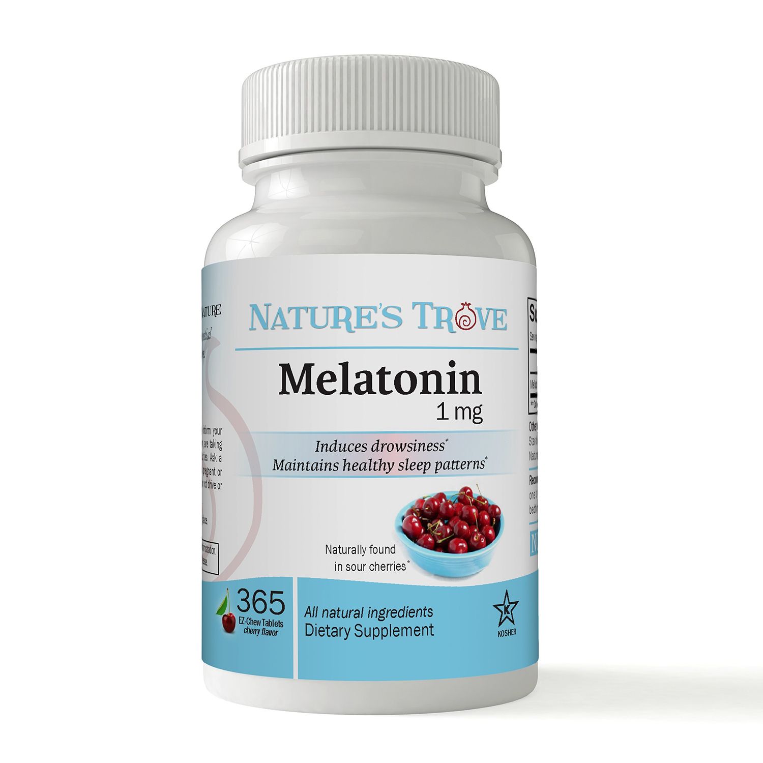 Melatonin 1mg by Nature&#39;s Trove - 365 EZ-Chew Tablets Cherry Flavor