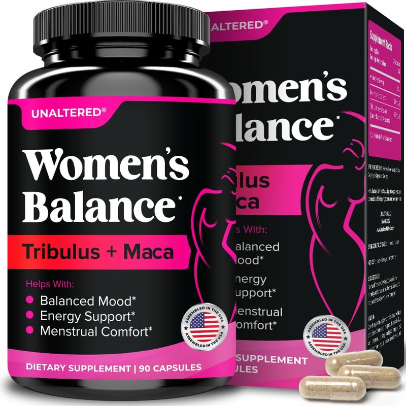 UNALTERED Hormone Balance Mood Support for Women - Naturally Supports Hormonal Balance Energy with Tribulus Terrestris Red Maca Root Extract - Dietary Supplement - 90 Vegan Capsules
