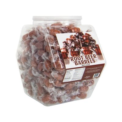 Root Beer Barrels Hard Candy Bulk Tub, 300 Pieces Old Fashioned Candies Root Beer Flavored Hard Candy Individually Wrapped in Reusable Plastic Container, 5 lbs, 300.0 Count