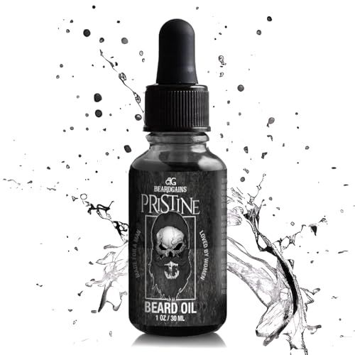Beard Gains Beard Oil for Men - Organic Beard Growth Oil, Moisturizer Conditioner, Softens Strengthens Facial Hair, Reduces Itch, Promotes Healthy Beard (1oz, Pristine)