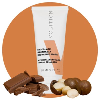 Volition Chocolate Macadamia Hydrating Face Mask - Nourishing Facial Mask with Hyaluronic Acid, Peptides Vegan Collagen - Cocoa Extract Face Mask (60ml 2 fl oz)