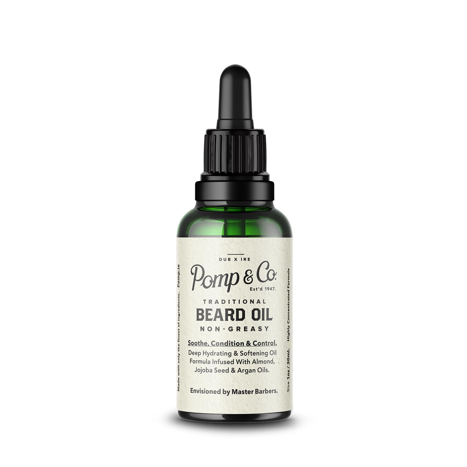 Pomp Co Non Greasy Beard Oil, Hydrating and Softening Beard Oil Infused With Jajoba and Argan Oil 30ml