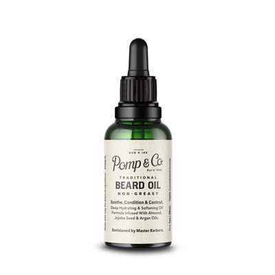 Pomp Co Non Greasy Beard Oil, Hydrating and Softening Beard Oil Infused With Jajoba and Argan Oil 30ml
