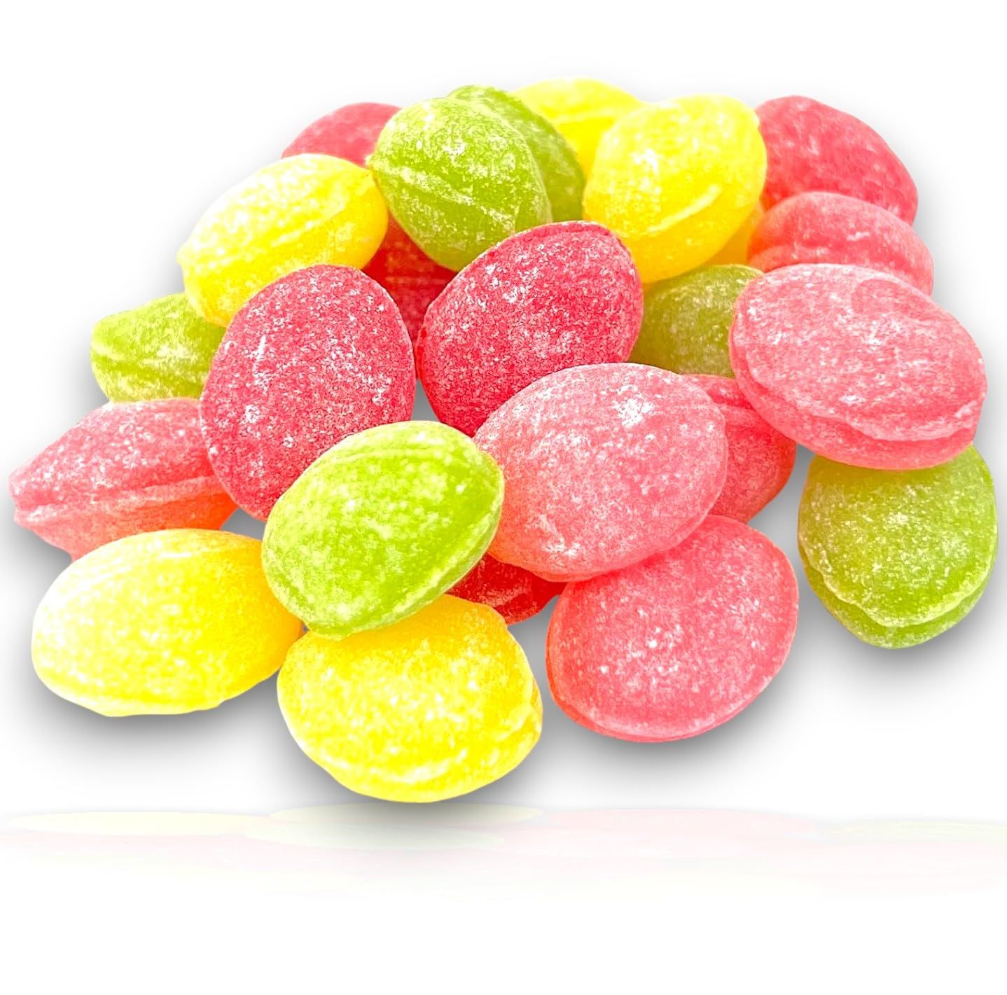 Sarah&#39;s Candy Factory 24 Oz Assorted Sanded Drops Hard Candy Lemon, Wild Cherry, Green Apple, Cinnamon and Watermelon Flavors in Resealable Bag 1.5 Lbs