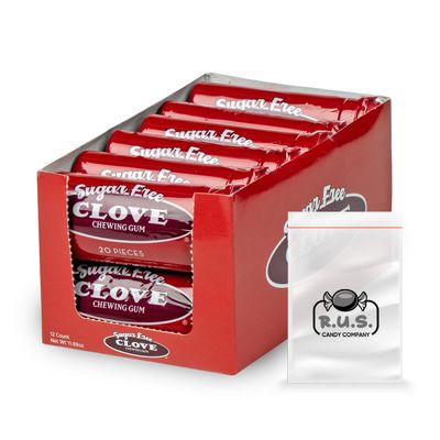 Gerrits Sugar Free Gum Tubes- 12 Pack of 20 Gum Pieces Each- comes with RUS Candy Company travel bag (12 Pack, Clove)