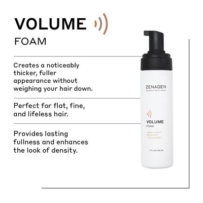 ZENAGEN Volume Foam Lightweight Densifier Volumizer, Boosts Hair Volume Thickness, Provides Lightweight Hold, Nourishes Strengthens Hair, Non-Greasy Plant-Based, Vegan, All Hair Types, 7 oz