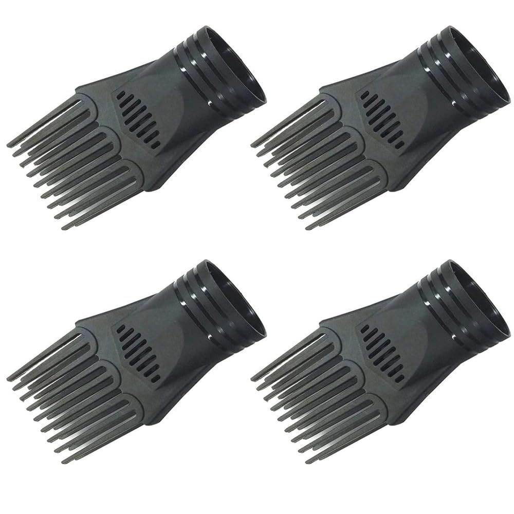 4Pcs Black Universal Hair Dryer Comb Nozzle Plastic Hairdressing Salon Blow Comb Attachment Hair Styling Tool Fashion Salon Tool for Straightening Detangling Fine Curly Natural Hair Hair Combs