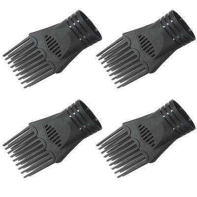 4Pcs Black Universal Hair Dryer Comb Nozzle Plastic Hairdressing Salon Blow Comb Attachment Hair Styling Tool Fashion Salon Tool for Straightening Detangling Fine Curly Natural Hair Hair Combs