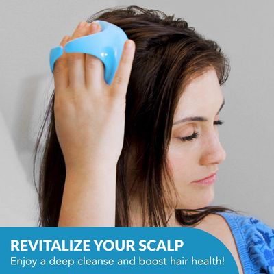 Flathead Hair Scalp Massager and Shampoo Brush for Shower Dandruff Removal - Wet and Dry - Encourages Growth - Includes 2 Massage Removal Heads
