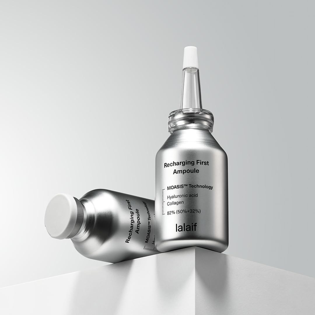 Lalaif Recharging First Ampoule l 3-Nano Slow Aging Ampoule for Face with Hyaluronic acid, Collagen, Niacinamide l Hydrating Soothing Wrinkle-Care Korean Skin Care (30ml 1.01 fl.oz)