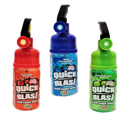 Sour Sprayer Pack of 3 - Fruit Flavored Sour Spray - Smiling Sweets - 3 Delicious Flavors - Fun for Everyone of All Ages - Blue Raspberry, Strawberry, and Green Apple