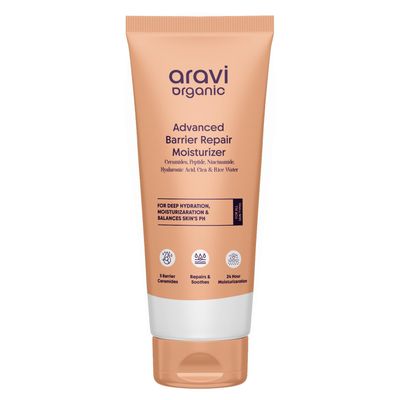 Aravi Organic Advanced Barrier Repair Moisturizer - With Ceramide, Peptide, Hyaluronic Acid Cica - For Deep Moisturizing, Strengthening Skin Barrier Repair - For All Skin Types - 3.5 OZ 100 gm