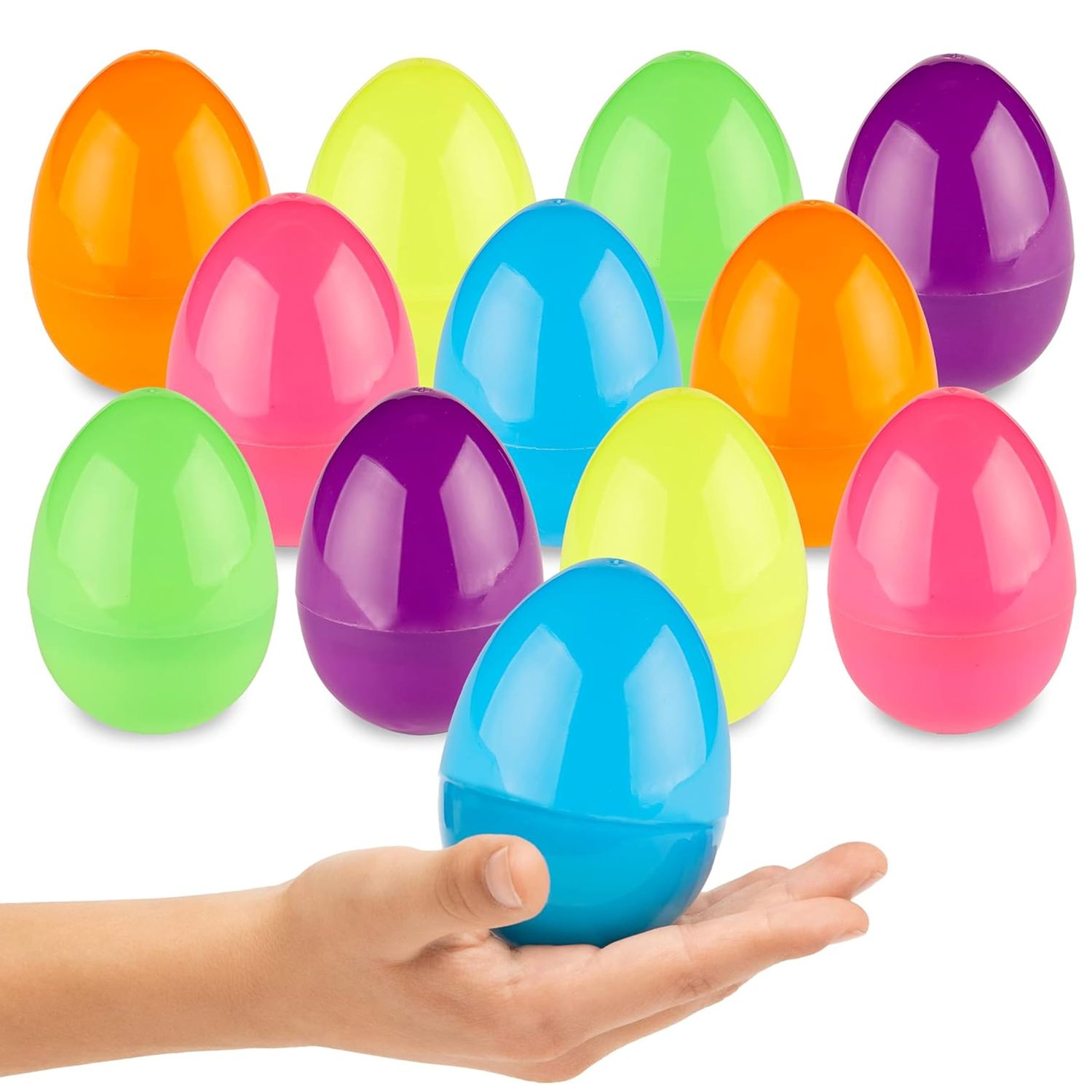 PREXTEX 3.5 Unfilled Easter Eggs, 12 pcs Empty Plastic Eggs Fillable with Candy, Presents for Toy Basket - Easter Decorations, Toy Egg Basket - Boys and Girls
