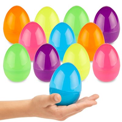 PREXTEX 3.5 Unfilled Easter Eggs, 12 pcs Empty Plastic Eggs Fillable with Candy, Presents for Toy Basket - Easter Decorations, Toy Egg Basket - Boys and Girls