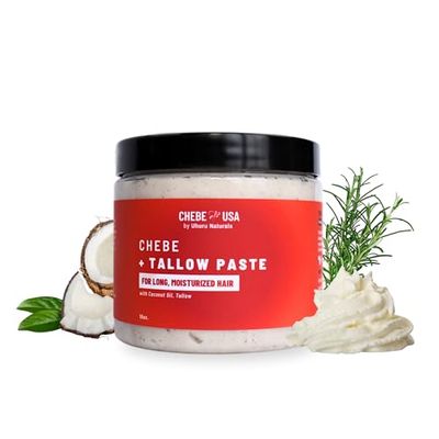 Tallow Hair Treatment (16 oz) Repair Dry Split Ends Ultimate Nutrient Dense Hair Nutrition Soft Silky Hair Heat Protectant Smooth frizz Treatment Length Retention Uhuru Naturals by ChebeUSA
