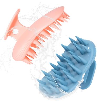 PHOVSUV 2pcs Shampoo Brush Hair Scalp Massager,100 Silicone Scalp Scrubber,Scalp Exfoliator for Stress Relax Hair Growth(BlueOrange)