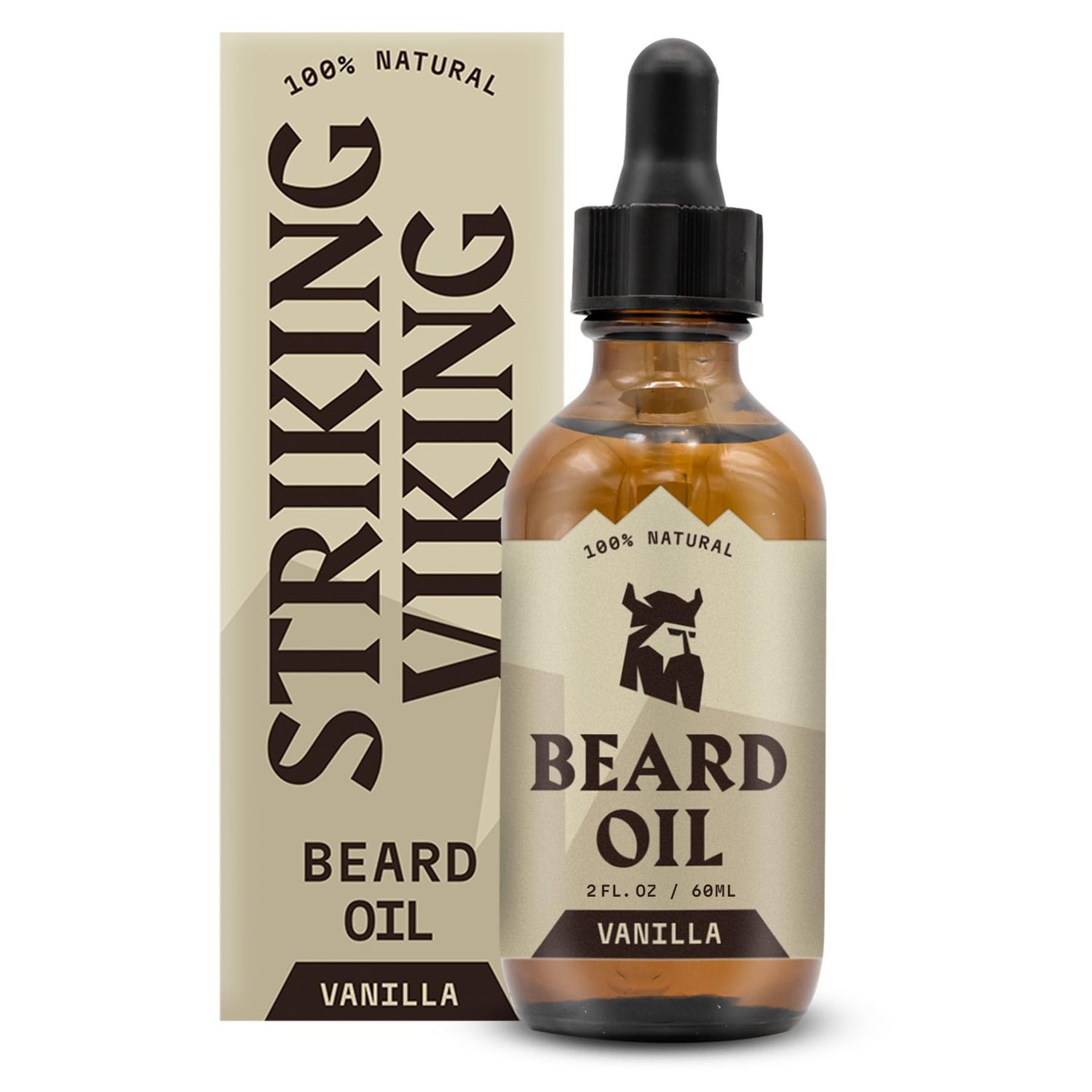 Striking Viking Vanilla Beard Oil for Men - Naturally Derived Conditioner with Argan Jojoba Oils for Softening, Moisturizing and Growth (2 Oz)