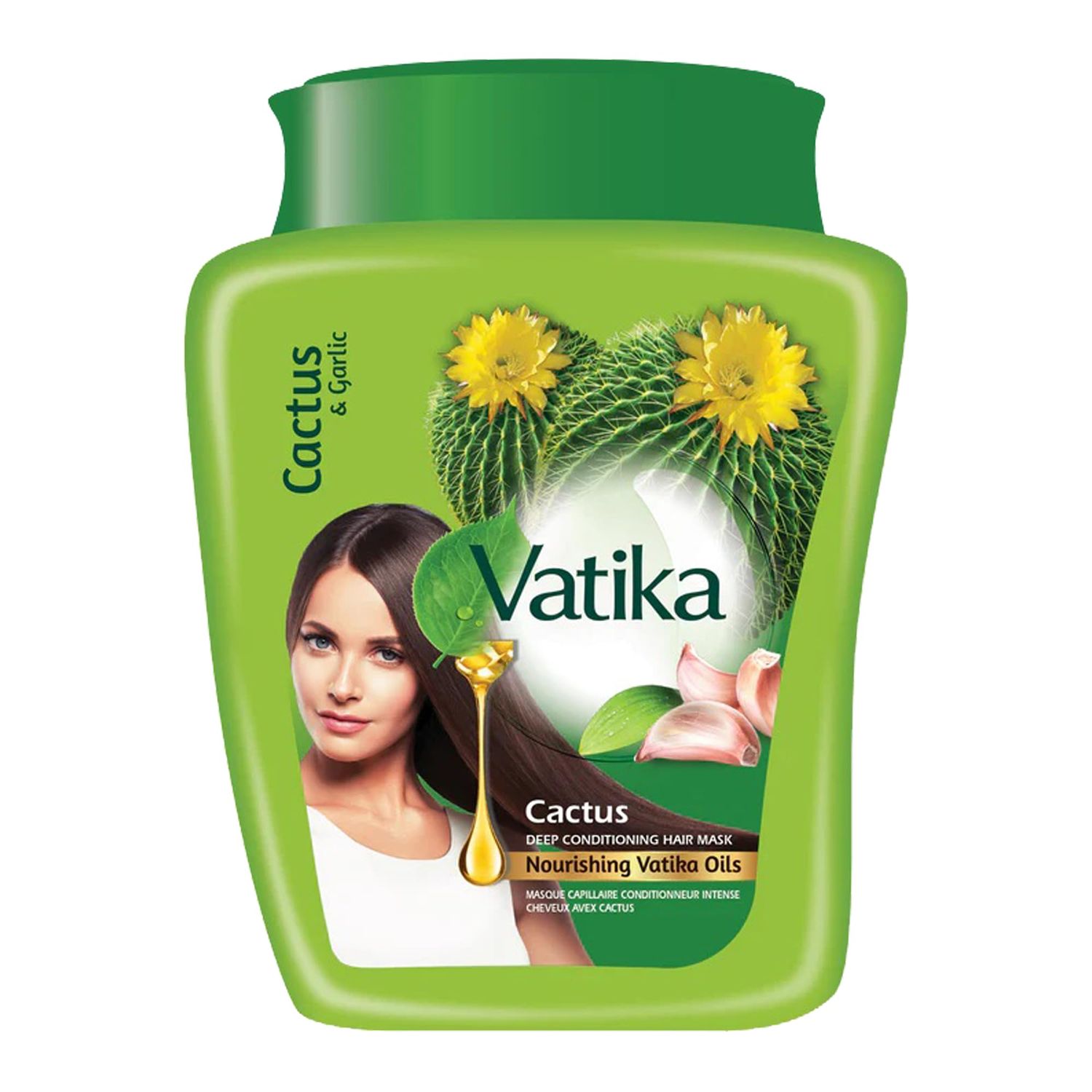 Vatika Naturals Hot Oil Hair Mask - Cactus Garlic Multivitamin for Dry, Damaged, Nourishing Strengthening, Deep Conditioning for Soft, Smooth - 500ml