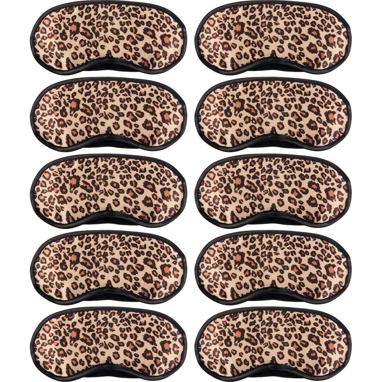 10 Pack Sleep Mask, Leopard Eye Masks Shade Cover for Sleeping, Shift Work, Naps, Travel Pouch Night Blindfold Airplane Relaxing Eyeshade Cover with Nose Pad for Men Women
