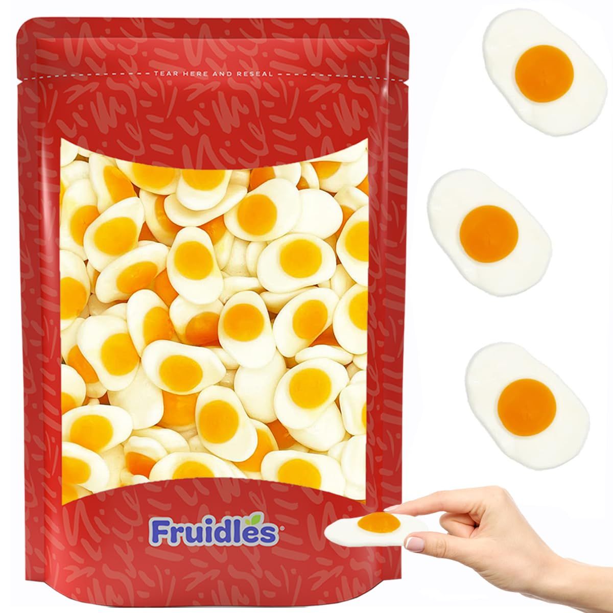 Fruidles Mini Fried Egg Gummi, Omelet Candy, Delicious Fruit Flavors Gummies (1 Pound)