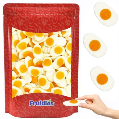 Fruidles Mini Fried Egg Gummi, Omelet Candy, Delicious Fruit Flavors Gummies (1 Pound)