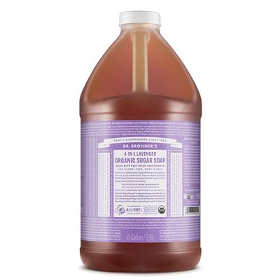 Dr. Bronner&#39;s Organic Sugar Soap (Lavender, 64 Ounce)- Made with Organic Oils, Sugar Shikakai Powder, 4-in-1 Uses: Hand and Body Wash, Face, Hair- Cleanses, Moisturizes, Nourishes, Vegan