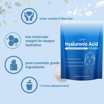 Tfnovg Hyaluronic Acid Powder, DIY Hyaluronic Acid Serum for Face, Water Soluble Hyaluronic Acid Powder for Skin Deep Hydration and Moisture, Low Molecular Weight(3.53oz)