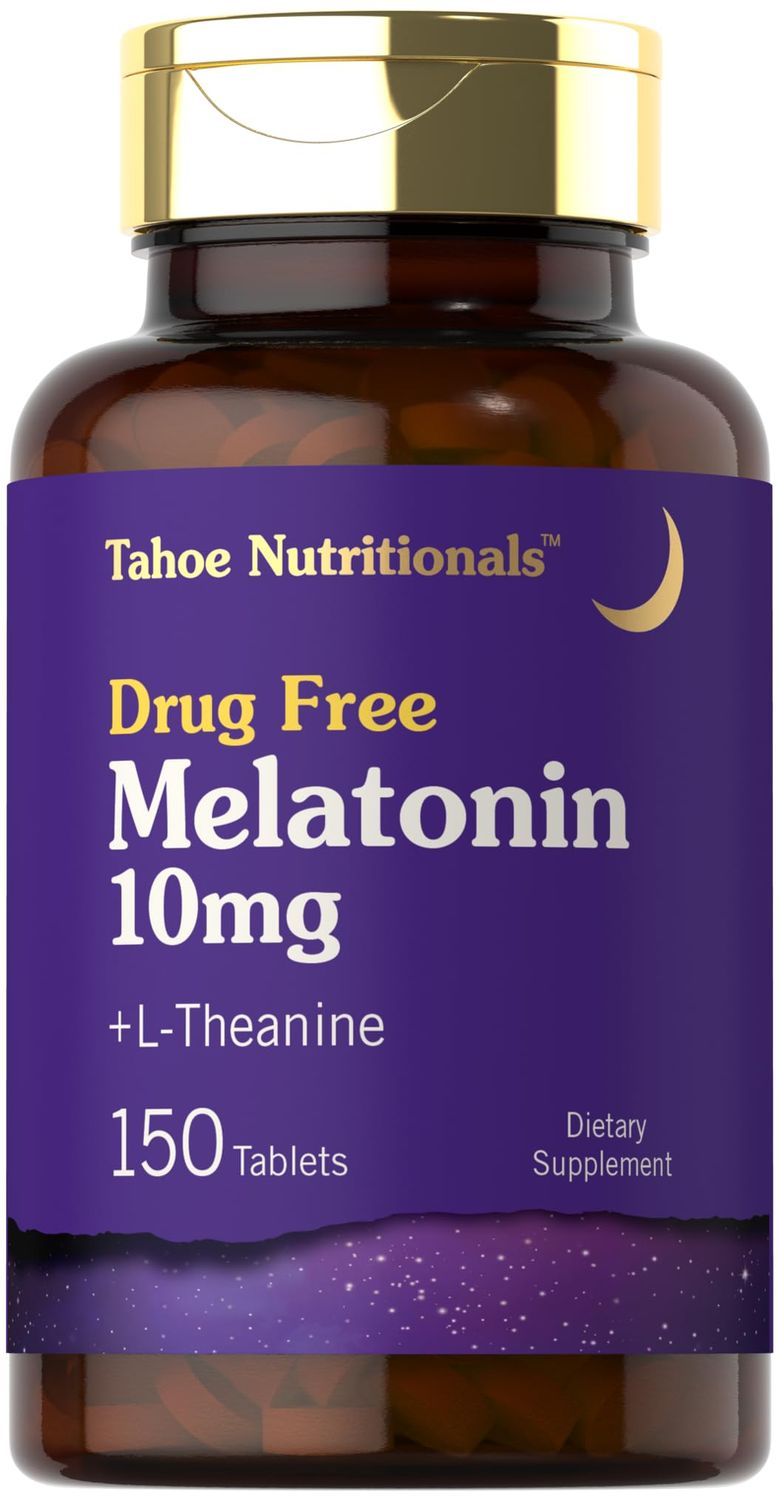 Tahoe Nutritionals Melatonin 10mg 150 Tablets with L theanine Vegetarian, Non-GMO, Gluten Free Supplement