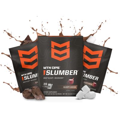 MTN OPS Slumber Trail Packs Sleep Aid for Muscle Recovery Deep Sleep, Sleepy Cocoa Sleep Support Powder Drink Mix, 20 Servings