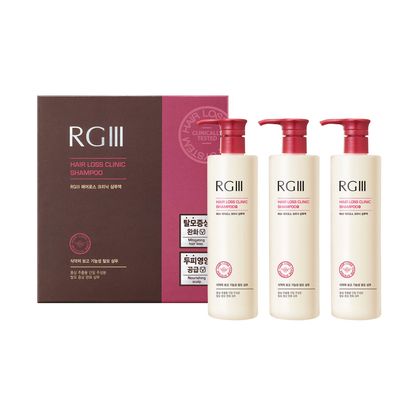 RGIII Hair Regeneration Clinic Shampoo with Purified Red Ginseng Saponin 6 Naturally Derived Ingredients for Hair LossRegrowthStrengtheningfor both Men Woman 3pc Set (17.58oz ea x 3)