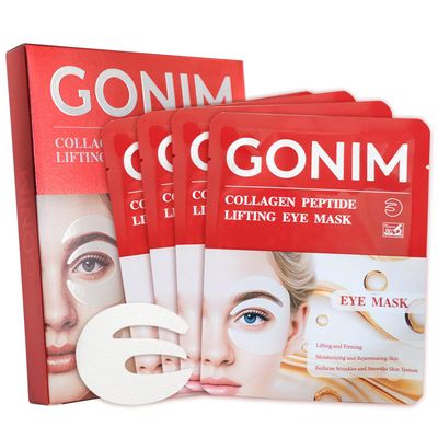 GONIM Collagen Under Eye Patches - Triple Collagen Matrix Overnight Eye MaskRetinol Eye Patches with Niacinamide, and Peptides Targets Wrinkles, Dark Circles Puffiness 4 Pairs