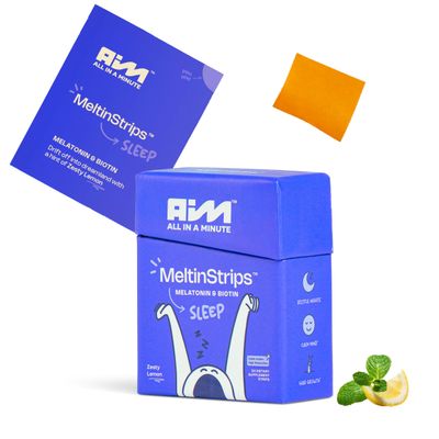 MeltinStrips Sleep Oral Strips - Zesty Lemon Flavor 5mg Melatonin Biotin 5000mcg 25mg Valerian Root for Better Sleep and Hair Growth 0 Sugar 0 Gluten Vegan 30 Strips