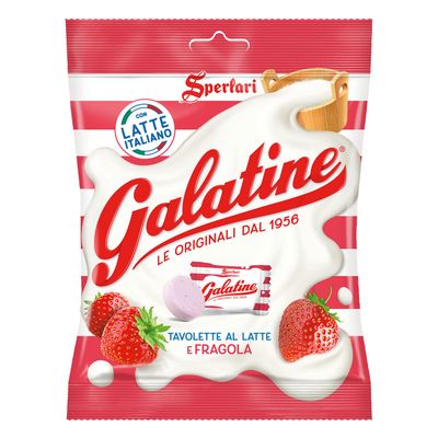 Sperlari Galatine Strawberry Milk Candy Bags, Individually Wrapped Strawberry Flavored Powdered Milk Italian Tablets, 115 gr 4.05 Ounce Bag (1-Pack)