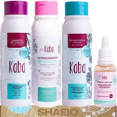KABA Onion Shampoo Kit - Hair Growth Treatment Set with Biomasque, Ceramide Conditioner, Intensive Tonic (Pack of 4)