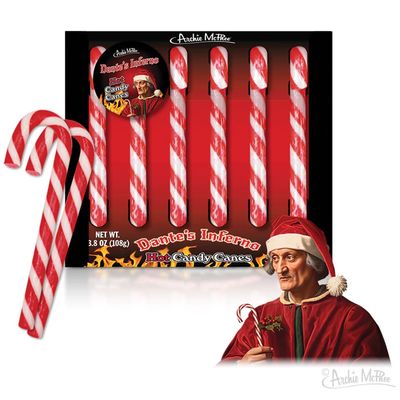 Dante&#39;s Inferno Hot Candy Canes Gift Box of 6 Funny Spicy Candy Canes