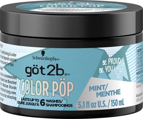 Got2B Color Pop Semi-Permanent Hair Color Mask, Mint, 5.1 oz