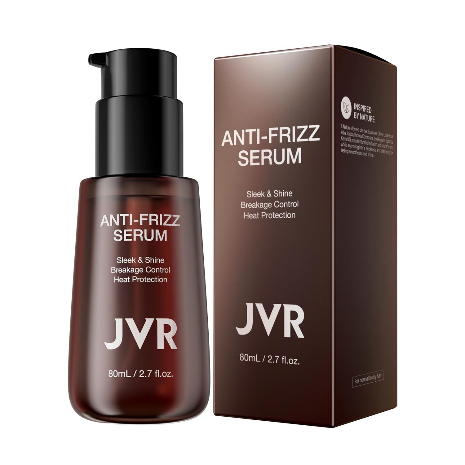JVR Hair Oil - Hair Serum for Frizzy Dry Hair Heat Protectant Oil for Frizz Control, Essence for Damaged Hair, Keratin Hair Treatment Add Hair Shine Smooth Split Ends, Anti Frizz Hair Product 2.7 oz