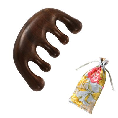 Wooden Massage Comb for Head, Natural Sandalwood Hair Massage Comb Wide Tooth Combs for Hair Suitable for Women Relax Scalp Relieve Fatigue, Gua Sha Tool (Wood color)