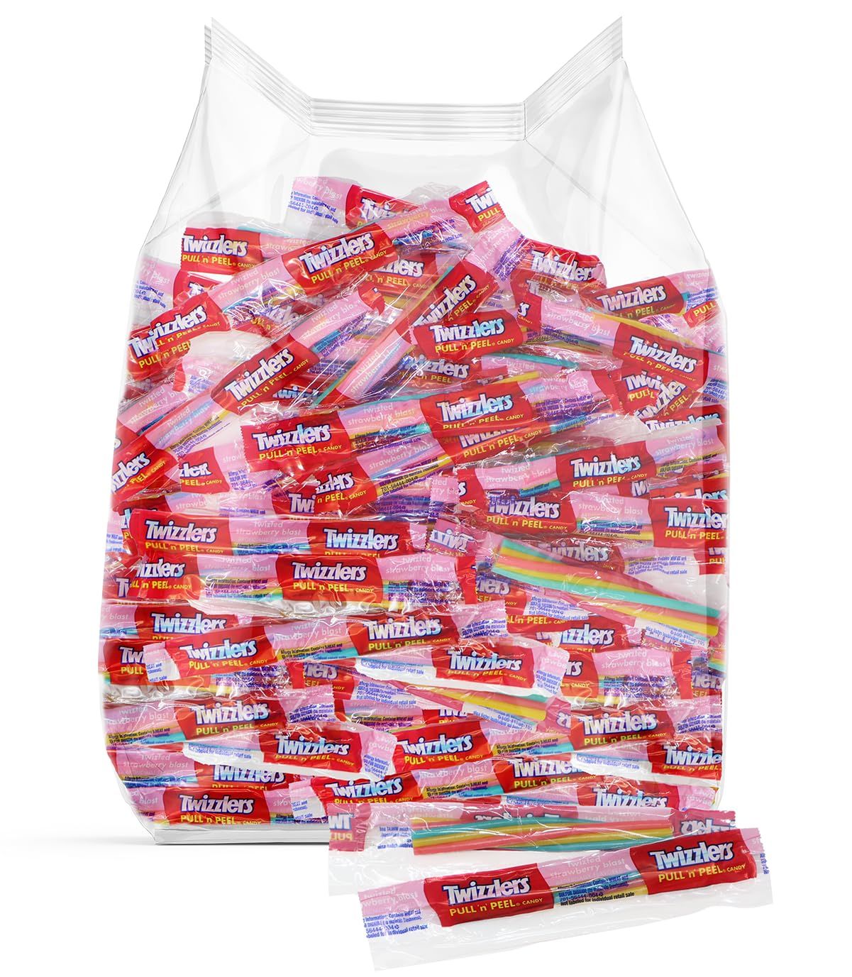 Twizler Pull N Peel Pastel Strawberry Blast Licorice 2 Pound - Bulk Individually Wrapped Fruity Chewy Candy For Basket Fillers, Egg Hunt Sweets, Party Favors Treats - Approx 72 Pieces