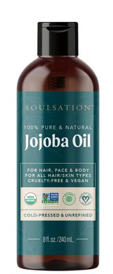SOULSATION Organic Jojoba Oil for Skin, Hair Face (8oz) 100 Pure, Natural Cold Pressed