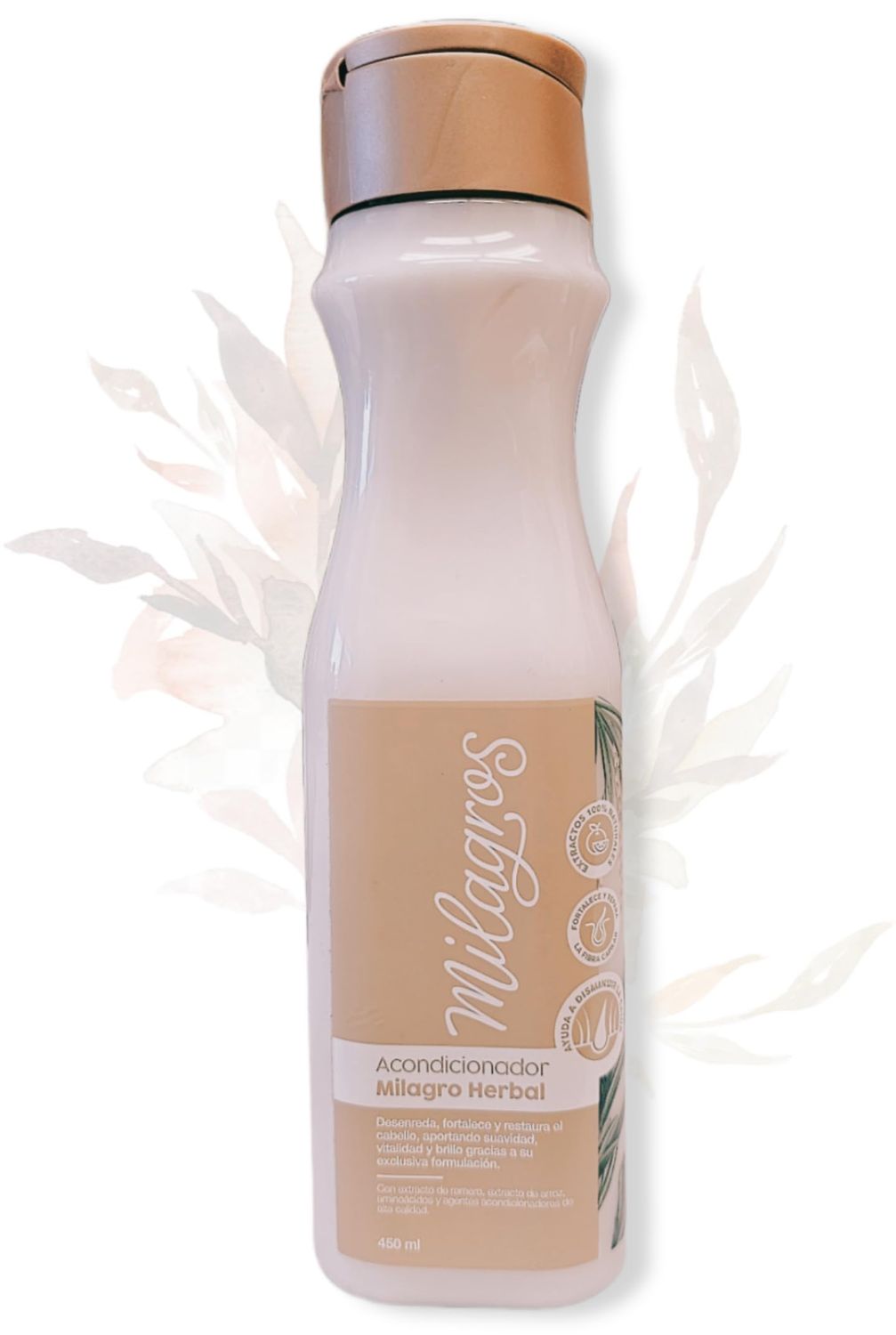 Milagros Acondicionador Herbal Disminuye la Caida Del Cabello y Aporta Suavidad y Brillo, Beige