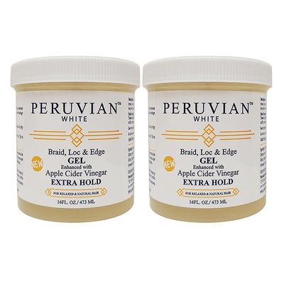 Peruvian white Braid, Loc, and Edge Gel EXTRA HOLD for Relaxed Natural Hair, 16 oz. (Apple Cider Vinegar) (Pack of 2)