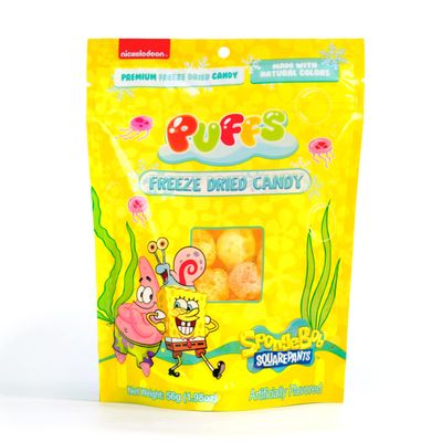 SpongeBob SquarePants Freeze Dried Candy - Crunchy Sweets with Natural Colors - Licensed Character Treats SpongeBob - Premium Freeze Dry candy - Lemon, Strawberry Orange Puffs- 56g (1.98 oz)