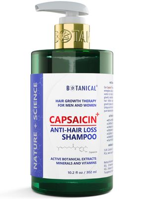 Botanical Hair Growth Capsaicin Shampoo for Hair Loss and Hair Thinning Prevention Oil-Free Scalp Stimulating Natural Thickening Shampoo Regrowth Products For Women Men 10.2 Fl Oz